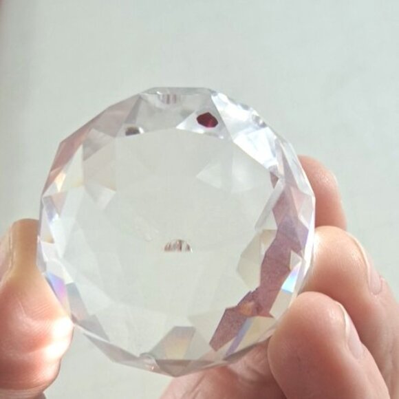 Clear Crystal Apple Paperweight Sculpture With Red Heart 1.5" Art Glass Faceted - Picture 5 of 6